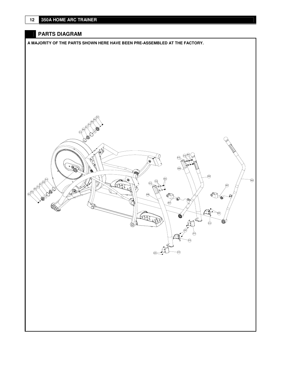 Parts diagram | Cybex 350A User Manual | Page 12 / 44