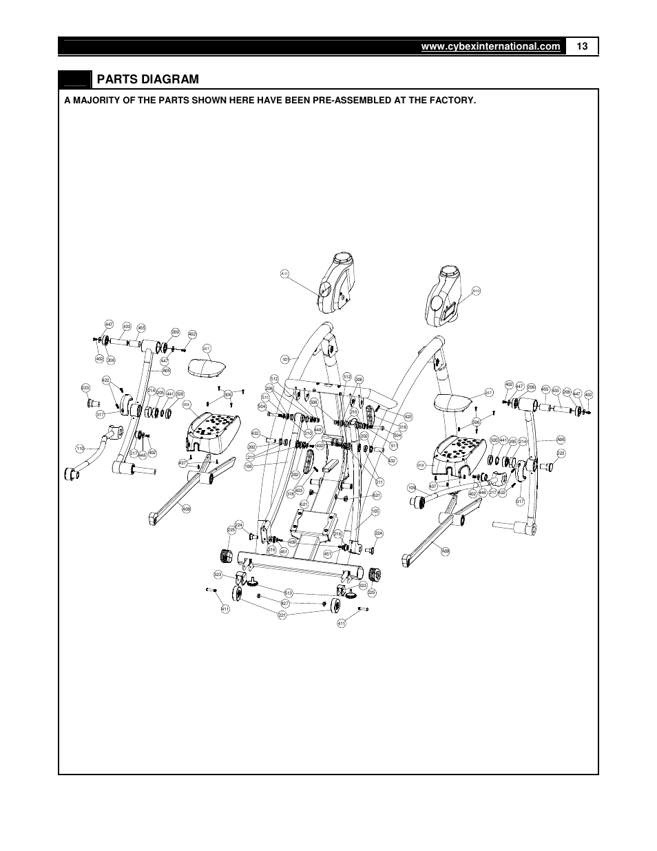 Parts diagram | Cybex 350A User Manual | Page 13 / 44