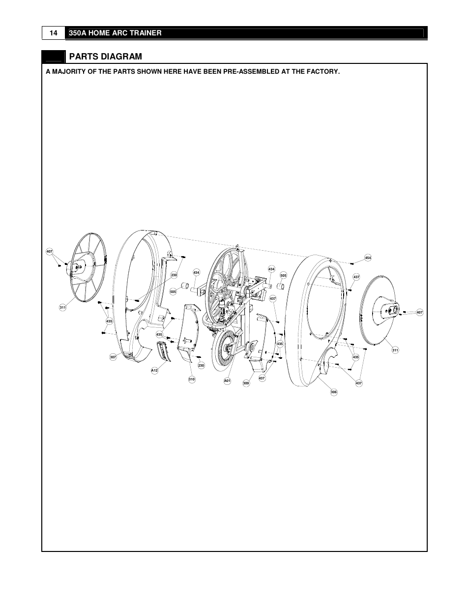 Parts diagram | Cybex 350A User Manual | Page 14 / 44