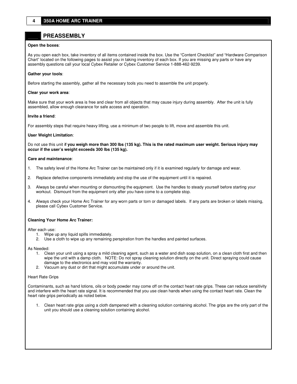 Cybex 350A User Manual | Page 4 / 44