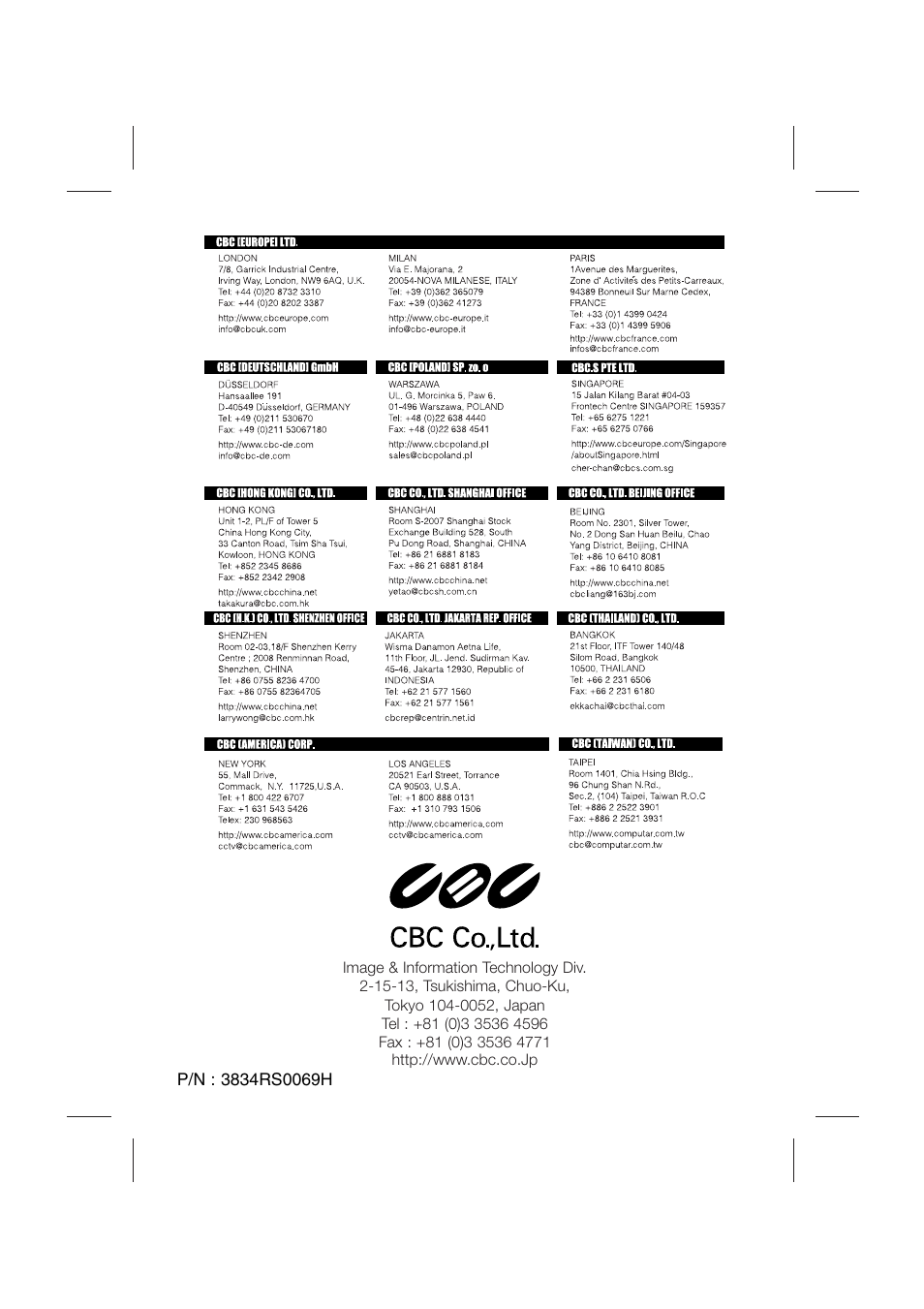 CBC CTR-030NC-2 User Manual | Page 33 / 33