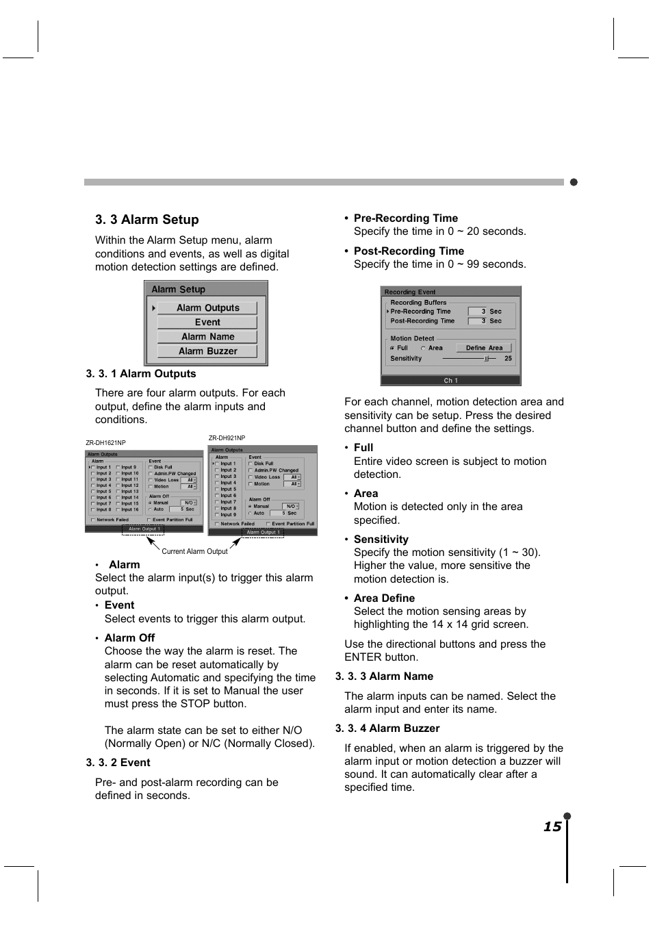 3 alarm setup | CBC ZR-DH921NP User Manual | Page 25 / 51