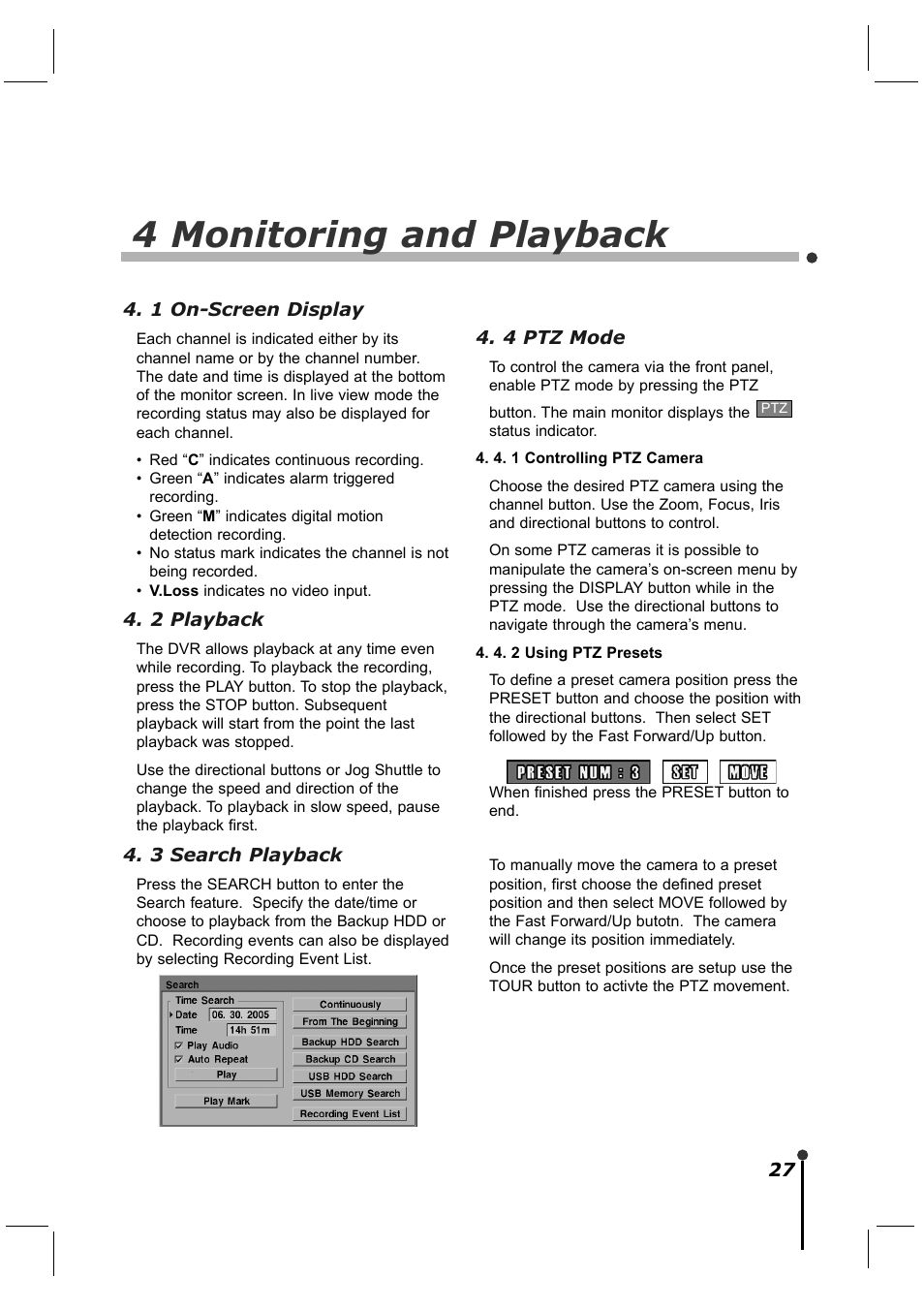 4 monitoring and playback | CBC ZR-DH921NP User Manual | Page 37 / 51