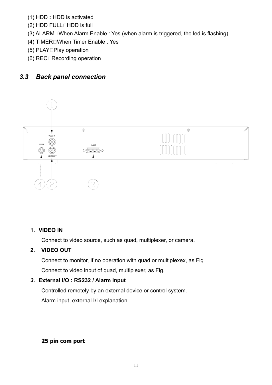 Back panel connection, 3 back panel connection | CBC V 0.1 User Manual | Page 11 / 35