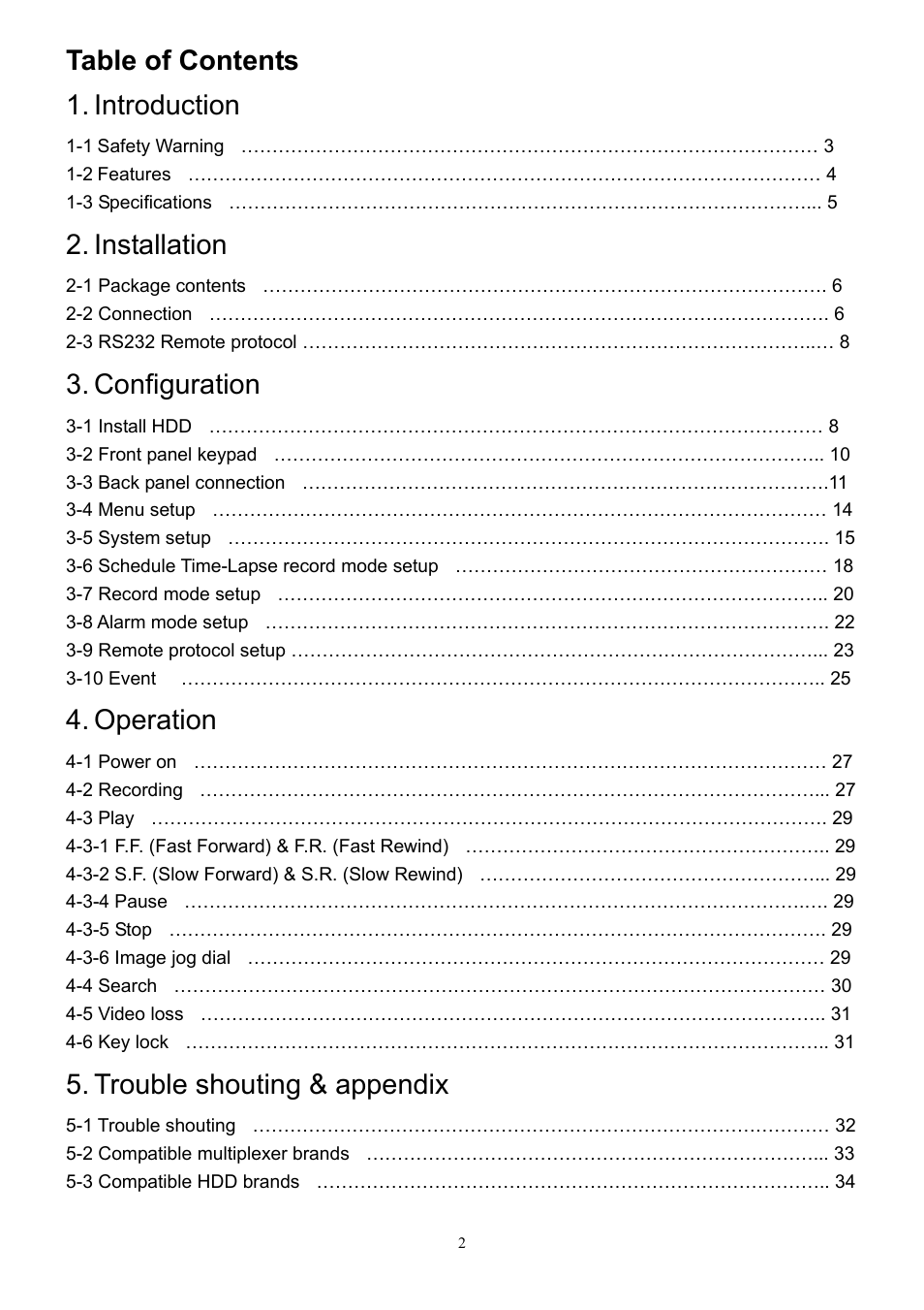 Table of contents 1. introduction, Installation, Configuration | Operation, Trouble shouting & appendix | CBC V 0.1 User Manual | Page 2 / 35