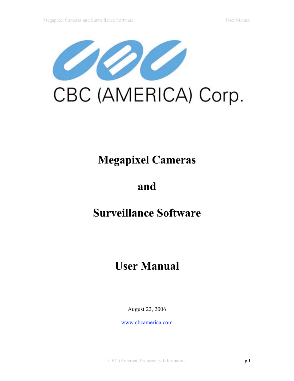 CBC Megapixel Camera User Manual | 41 pages