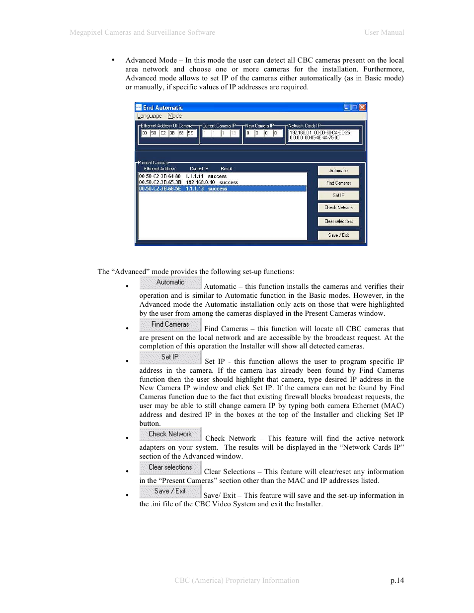 CBC Megapixel Camera User Manual | Page 14 / 41