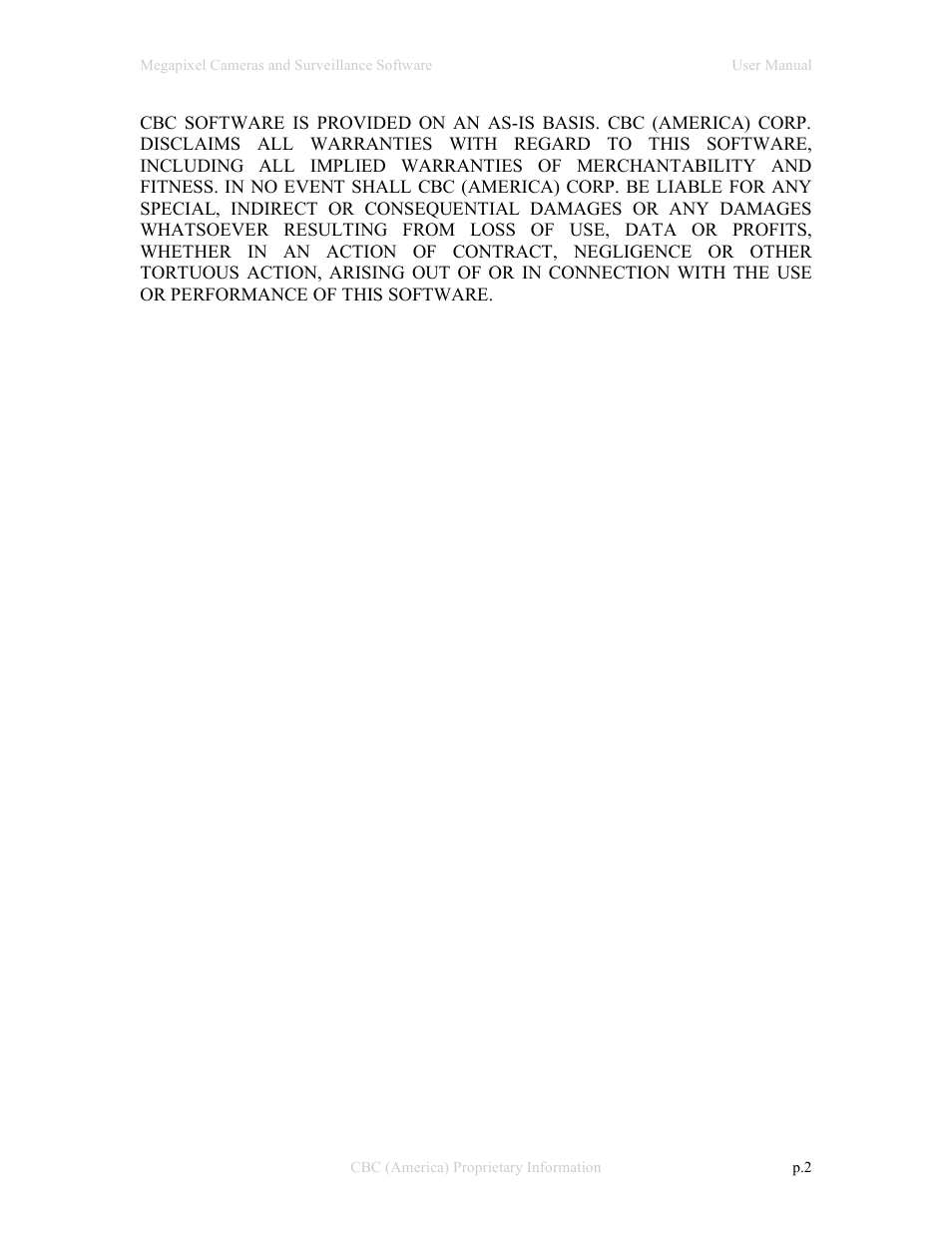 CBC Megapixel Camera User Manual | Page 2 / 41