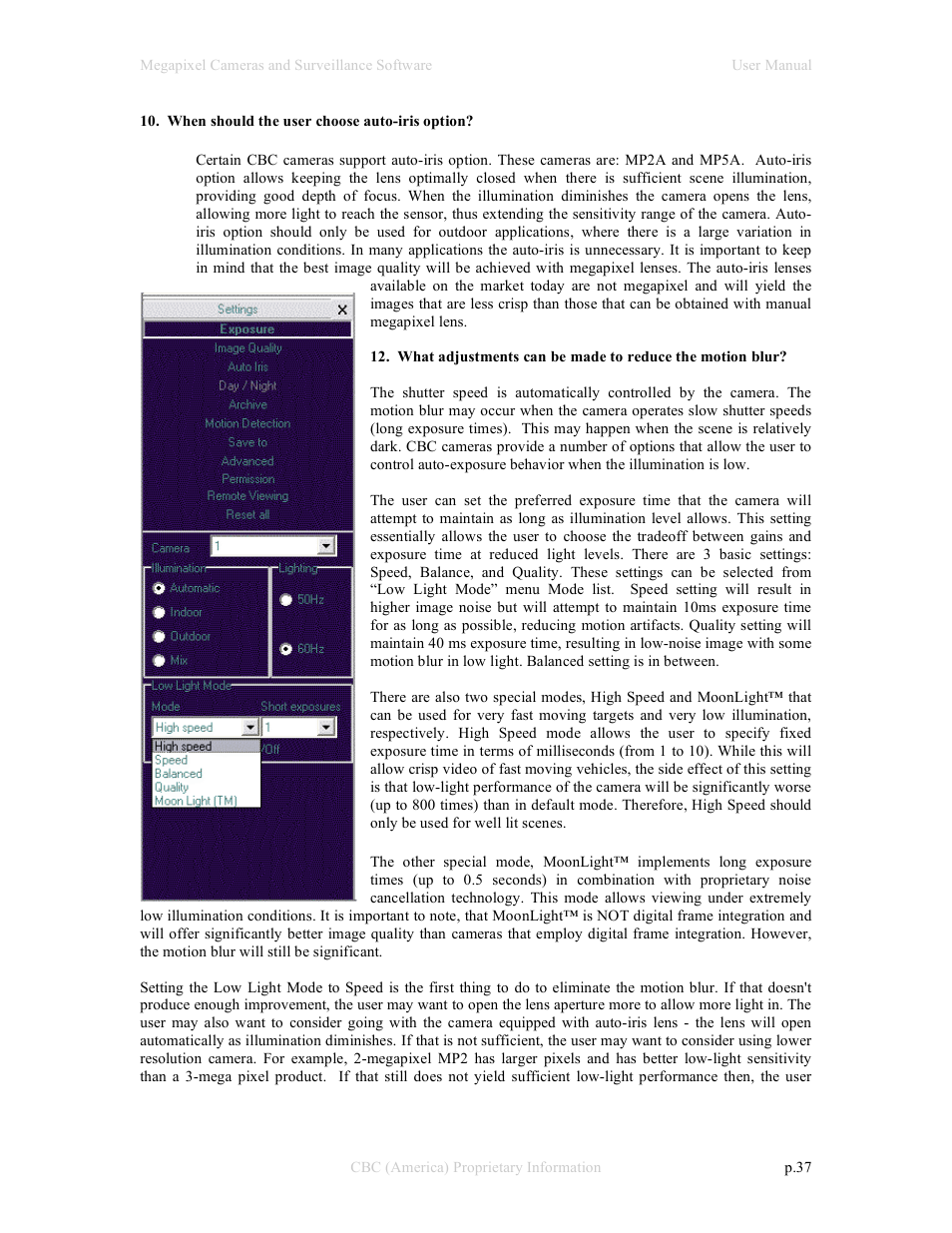 CBC Megapixel Camera User Manual | Page 37 / 41