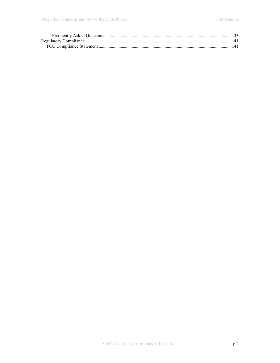 CBC Megapixel Camera User Manual | Page 4 / 41