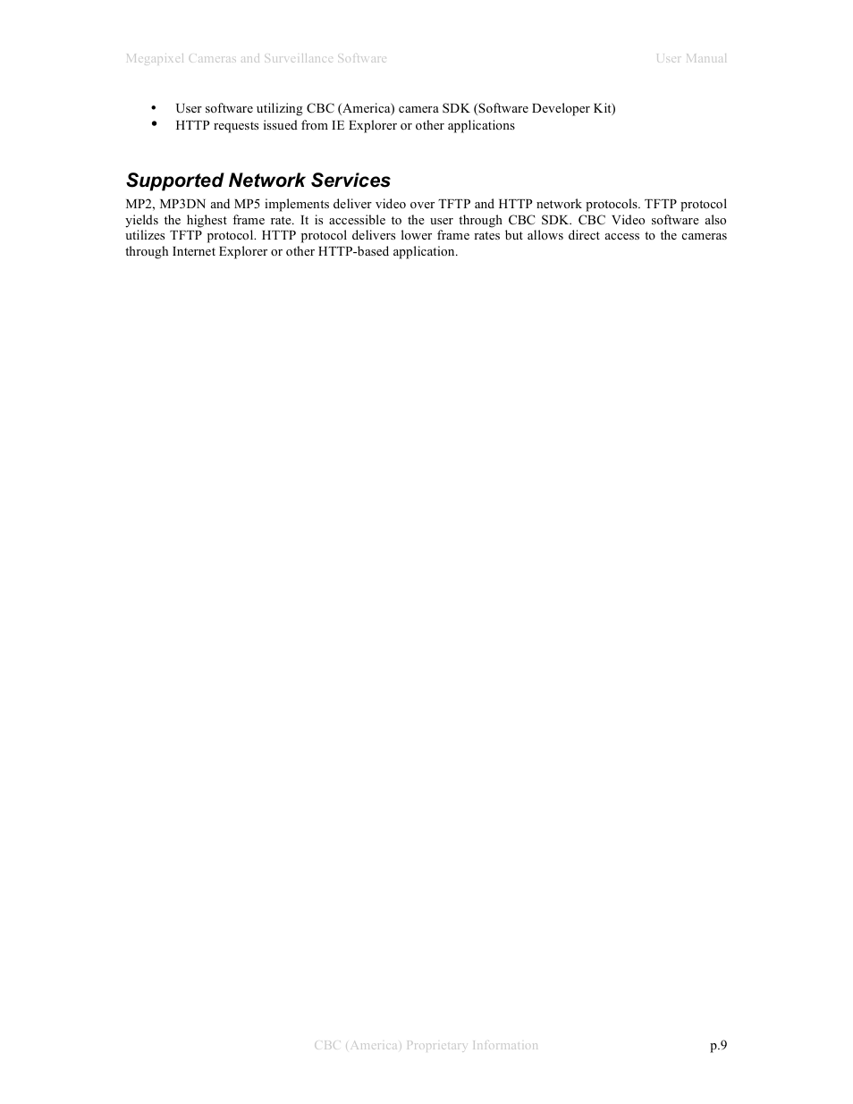 Supported network services | CBC Megapixel Camera User Manual | Page 9 / 41