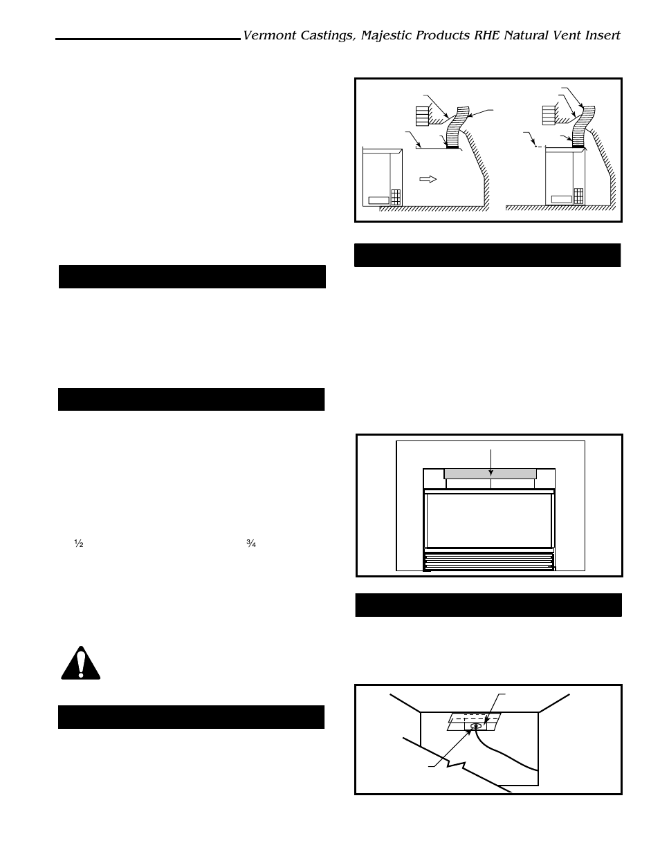 Liner installation, Common flue installations, Draft relief opening | Test chimney draw, Vent safety system | Vermont Casting RHE42 User Manual | Page 9 / 38