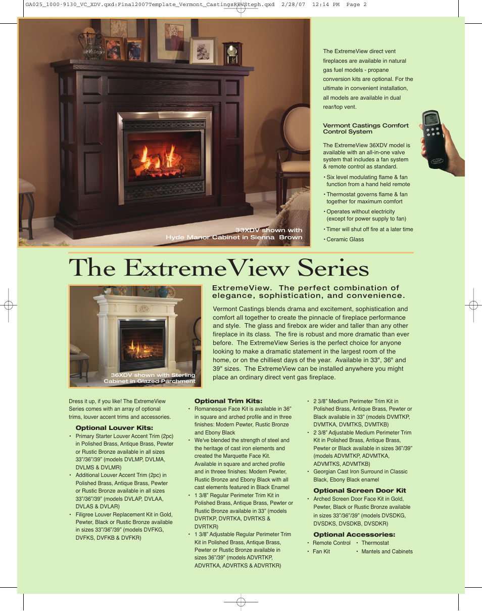 The extremeview series | Vermont Casting ExtremeView Series User Manual | Page 2 / 4
