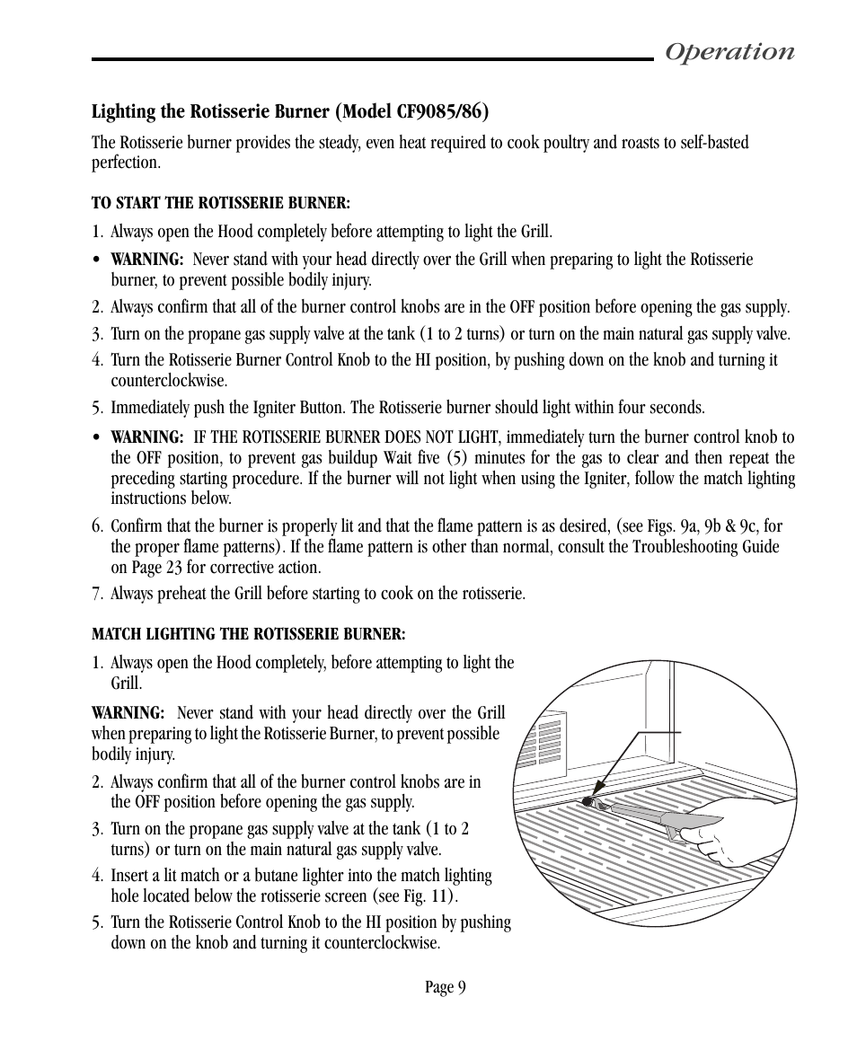 Operation | Vermont Casting CF9055 User Manual | Page 15 / 31