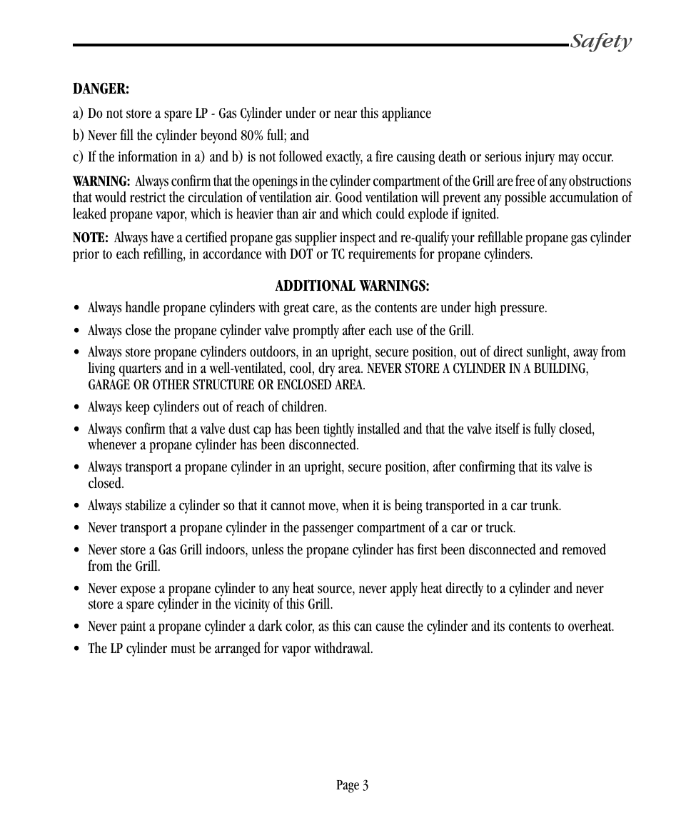 Safety | Vermont Casting CF9055 User Manual | Page 9 / 31
