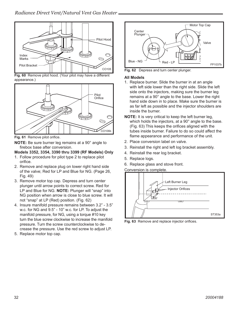 Radiance direct vent/natural vent gas heater | Vermont Casting 3390  EN User Manual | Page 32 / 44