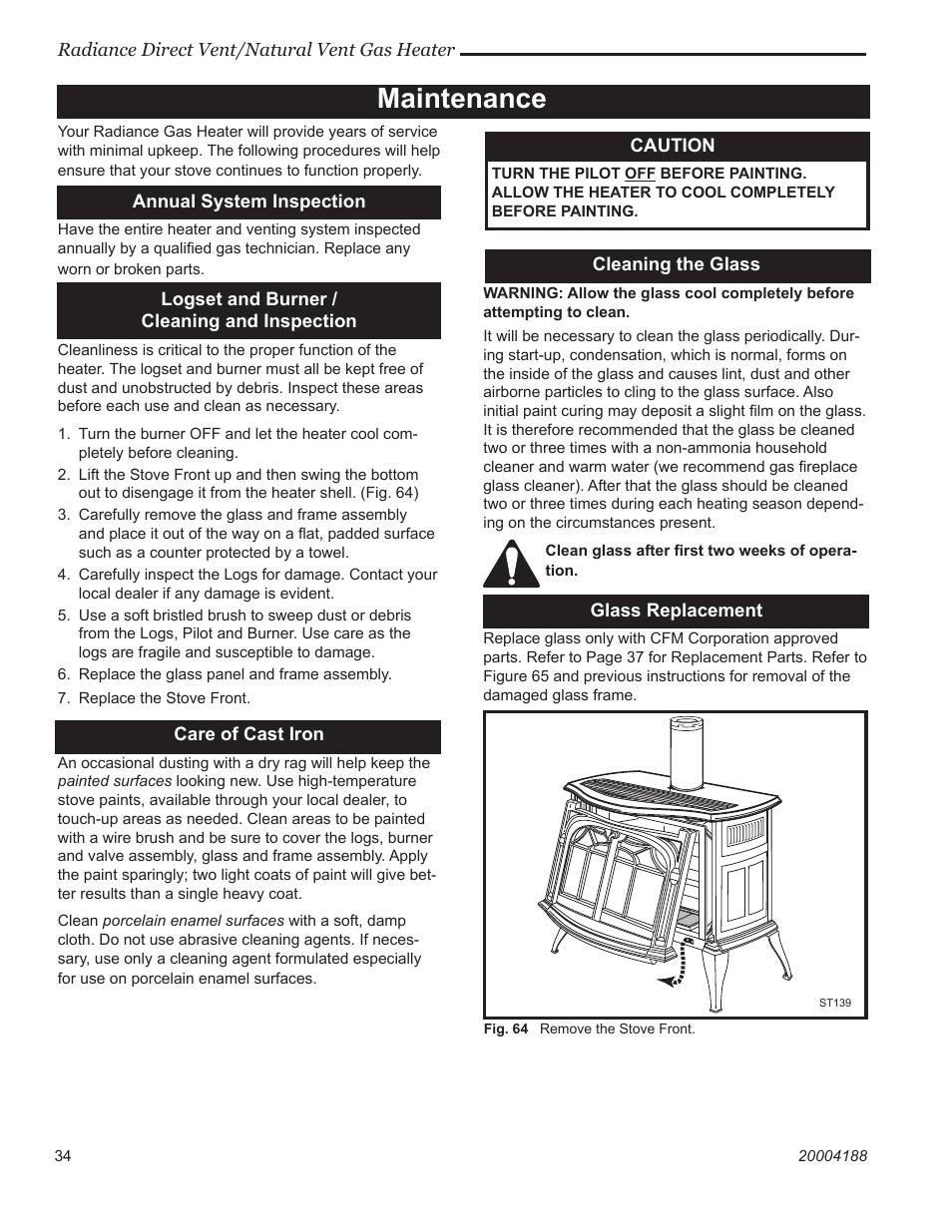 Maintenance | Vermont Casting 3390  EN User Manual | Page 34 / 44