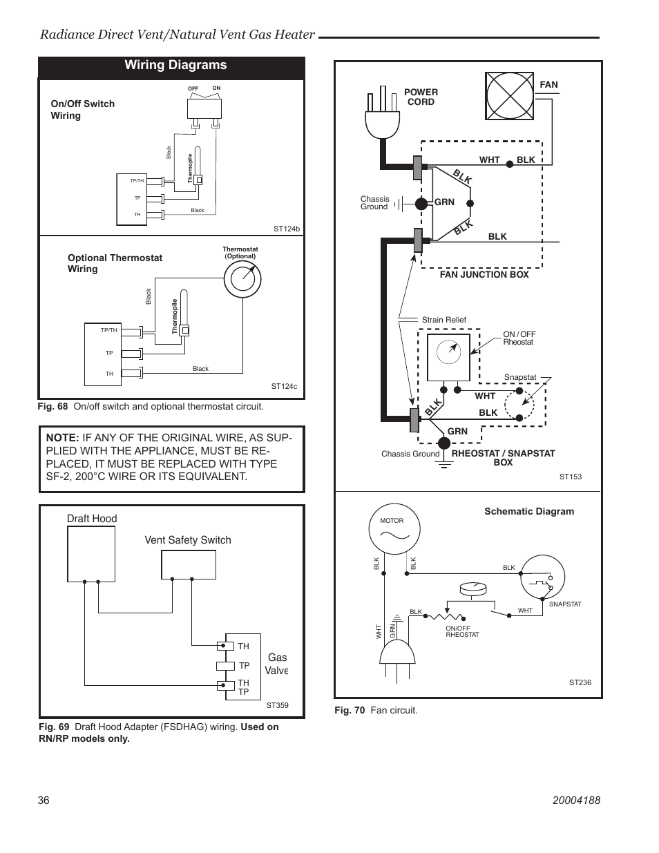 Radiance direct vent/natural vent gas heater, Wiring diagrams | Vermont Casting 3390  EN User Manual | Page 36 / 44