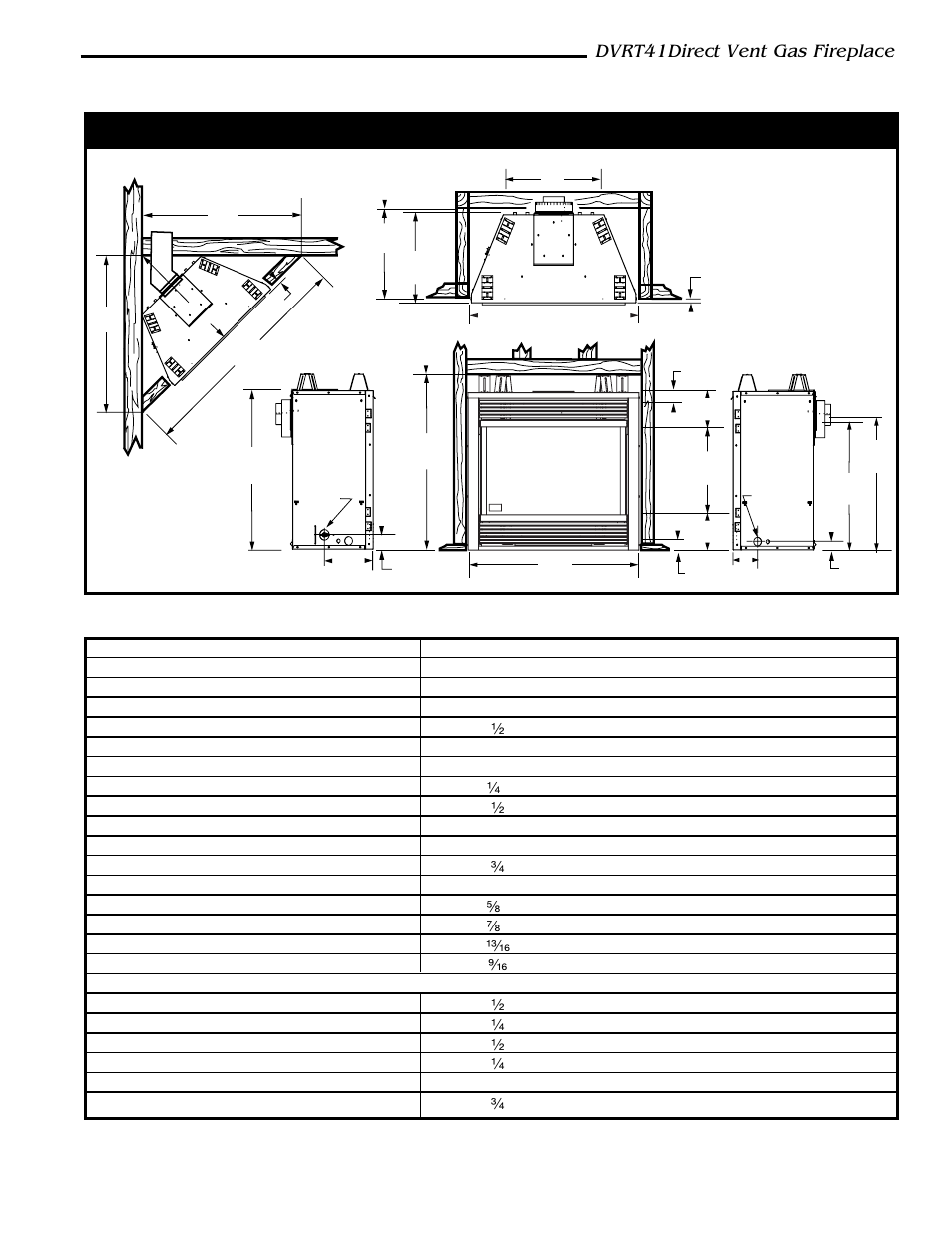 Fireplace dimensions (installed as rear vent), Dvrt41direct vent gas fireplace | Vermont Casting DVRT41 User Manual | Page 5 / 48