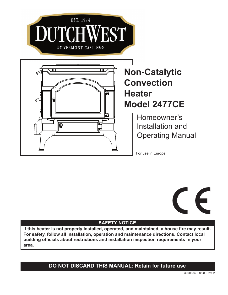 Vermont Casting Non-Catalytic Convection Heater 2477CE User Manual | 28 pages