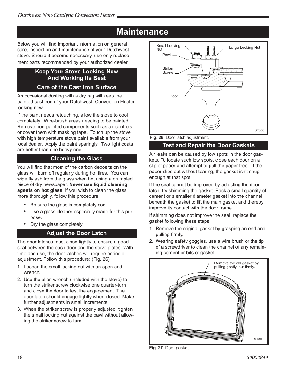 Maintenance | Vermont Casting Non-Catalytic Convection Heater 2477CE User Manual | Page 18 / 28