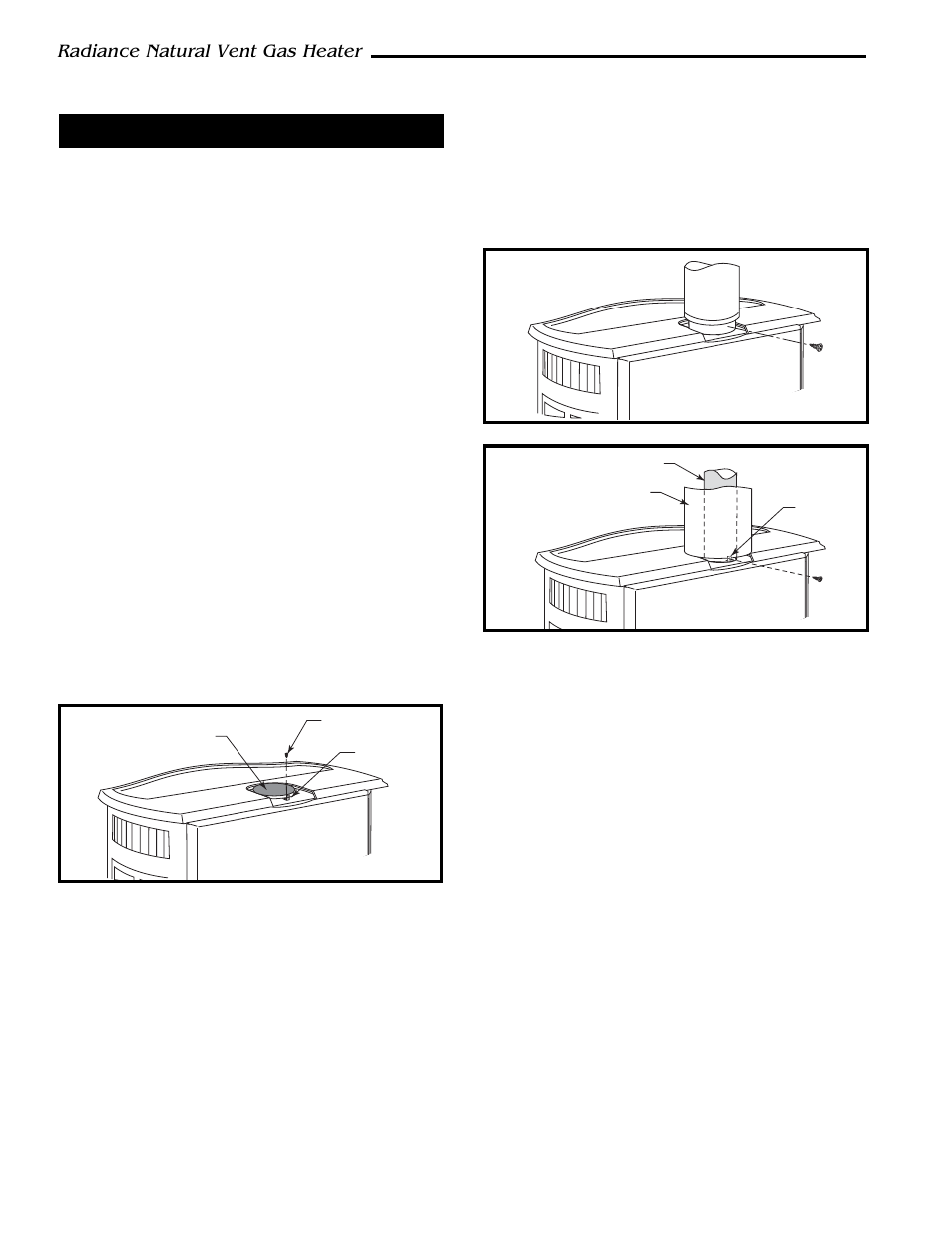 Radiance natural vent gas heater, Venting system assembly | Vermont Casting 3349 User Manual | Page 12 / 32