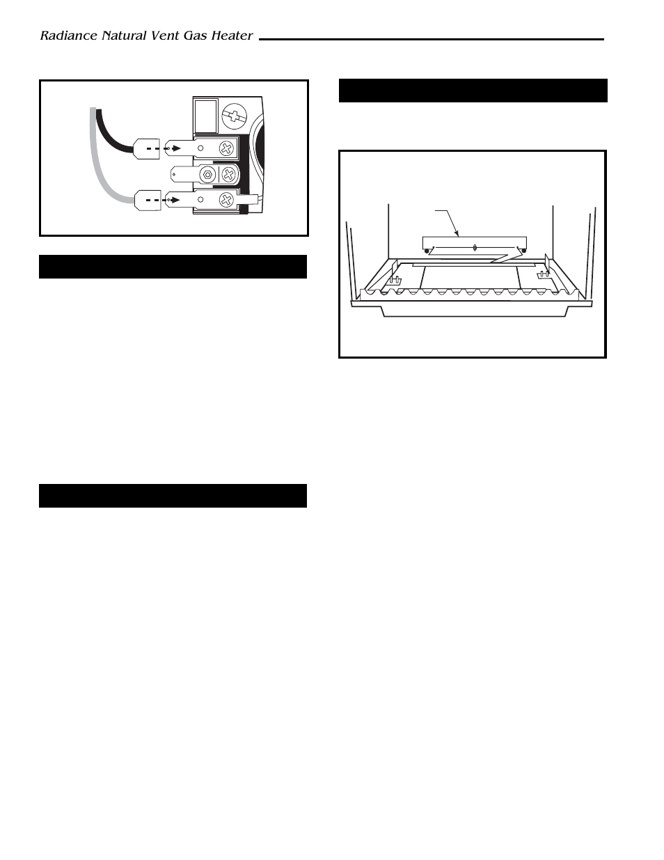 Radiance natural vent gas heater, Install rear bracket and log set, Thermostat connection (optional) | Install the mesh and grille | Vermont Casting 3349 User Manual | Page 14 / 32