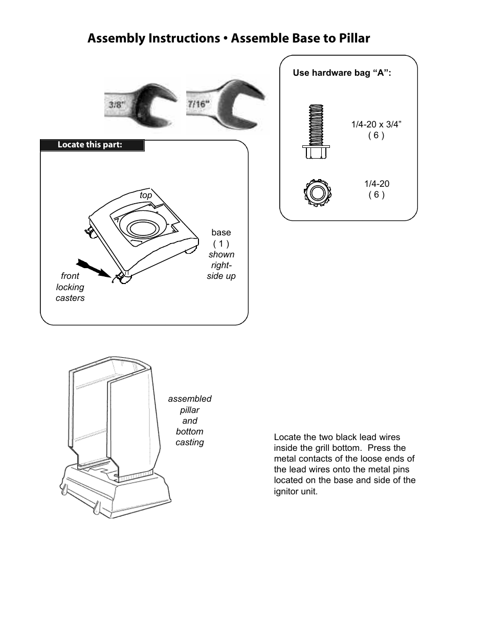 Assembly instructions • assemble base to pillar | Vermont Casting A052041 User Manual | Page 13 / 24