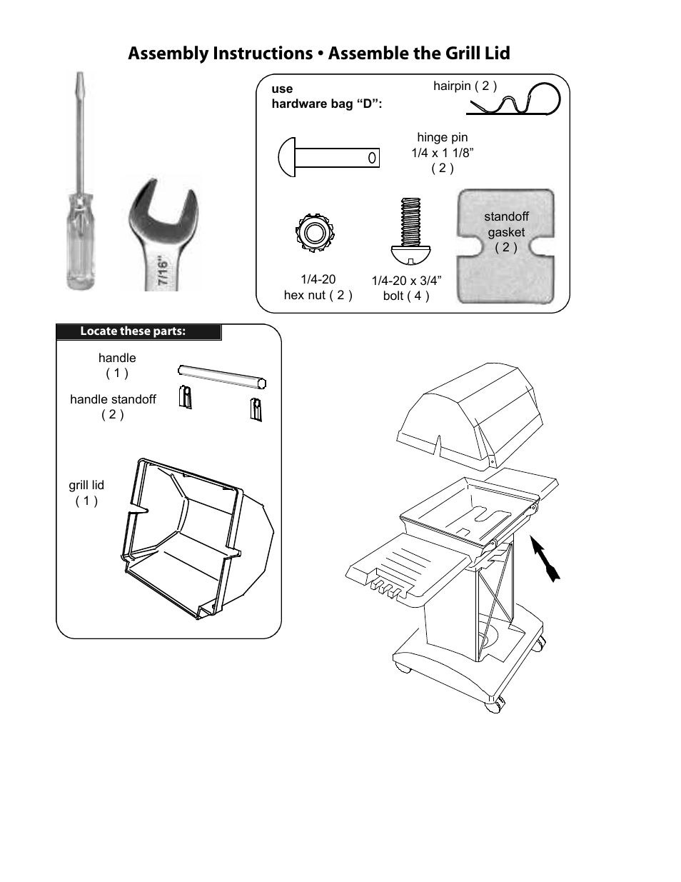 Assembly instructions • assemble the grill lid | Vermont Casting A052041 User Manual | Page 19 / 24