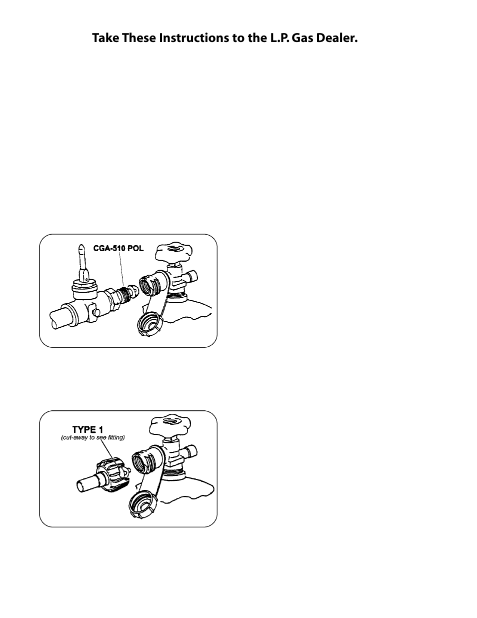 Take these instructions to the l.p. gas dealer | Vermont Casting A052041 User Manual | Page 8 / 24