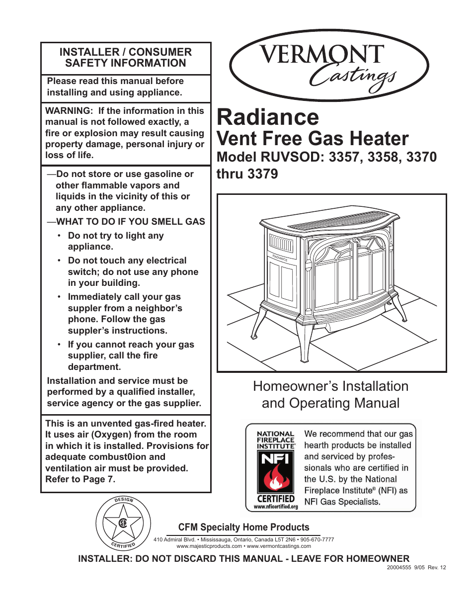 Vermont Casting thru 3379 User Manual | 28 pages