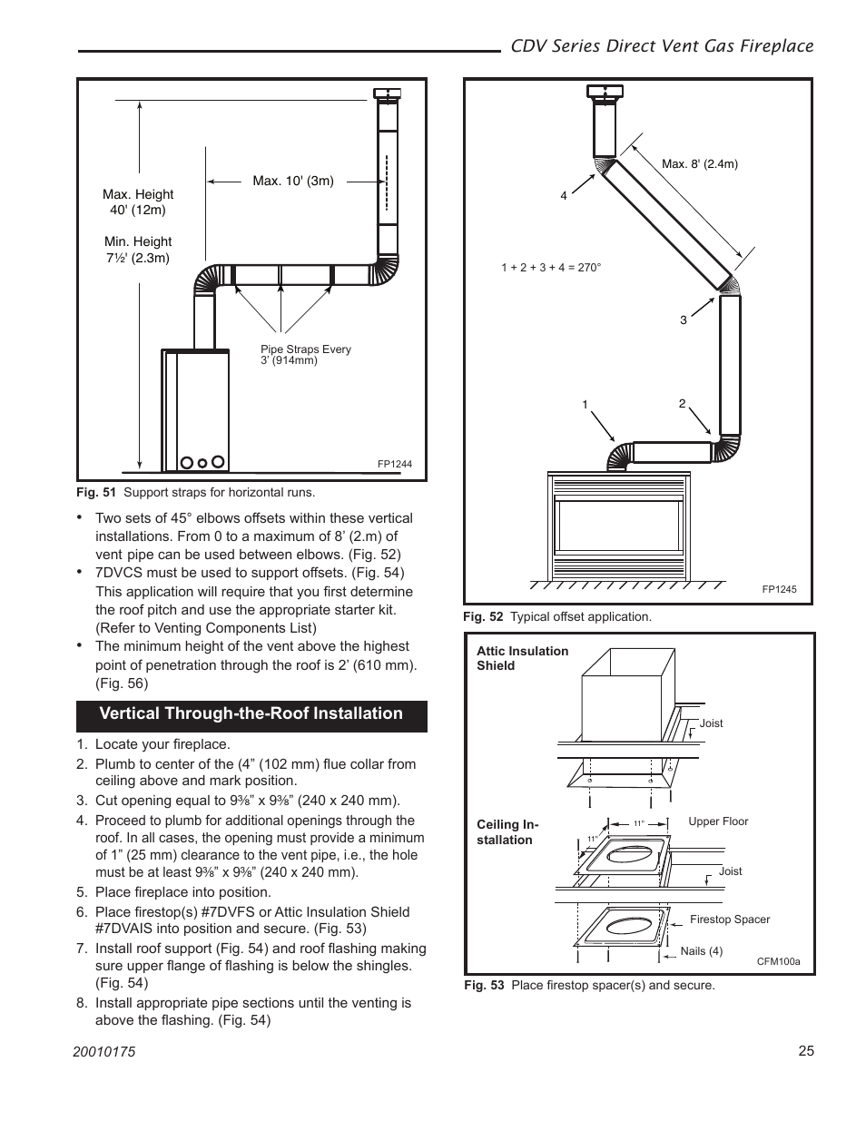Cdv series direct vent gas fireplace, Vertical through-the-roof installation | Vermont Casting 36CDVRRN User Manual | Page 25 / 40