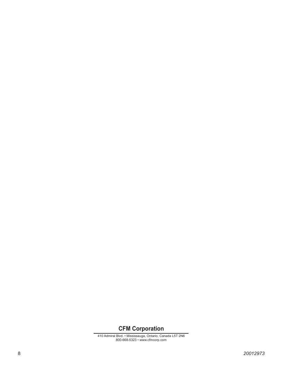 Cfm corporation | Vermont Casting ST967 User Manual | Page 8 / 8