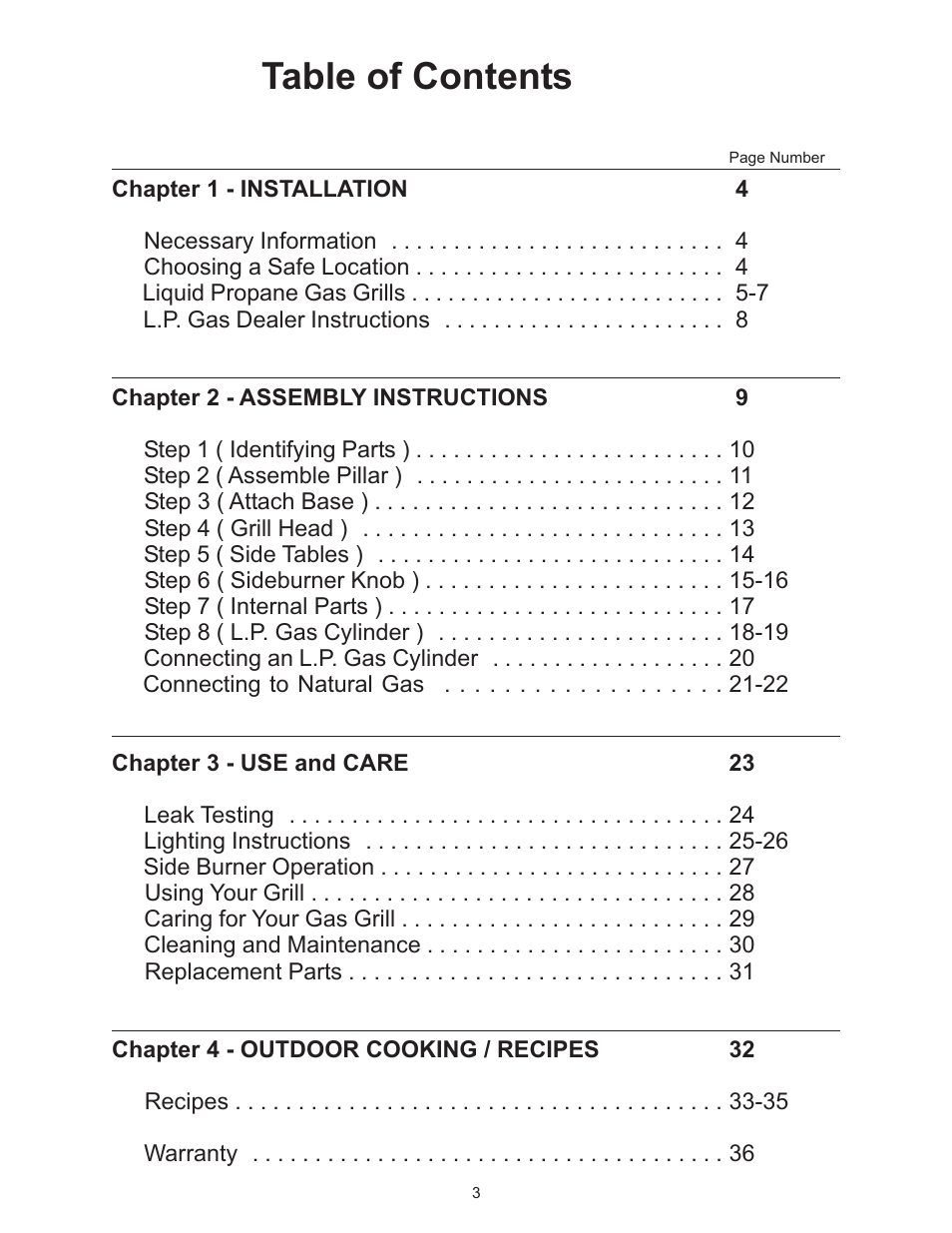Vermont Casting Gas Grill User Manual | Page 3 / 36