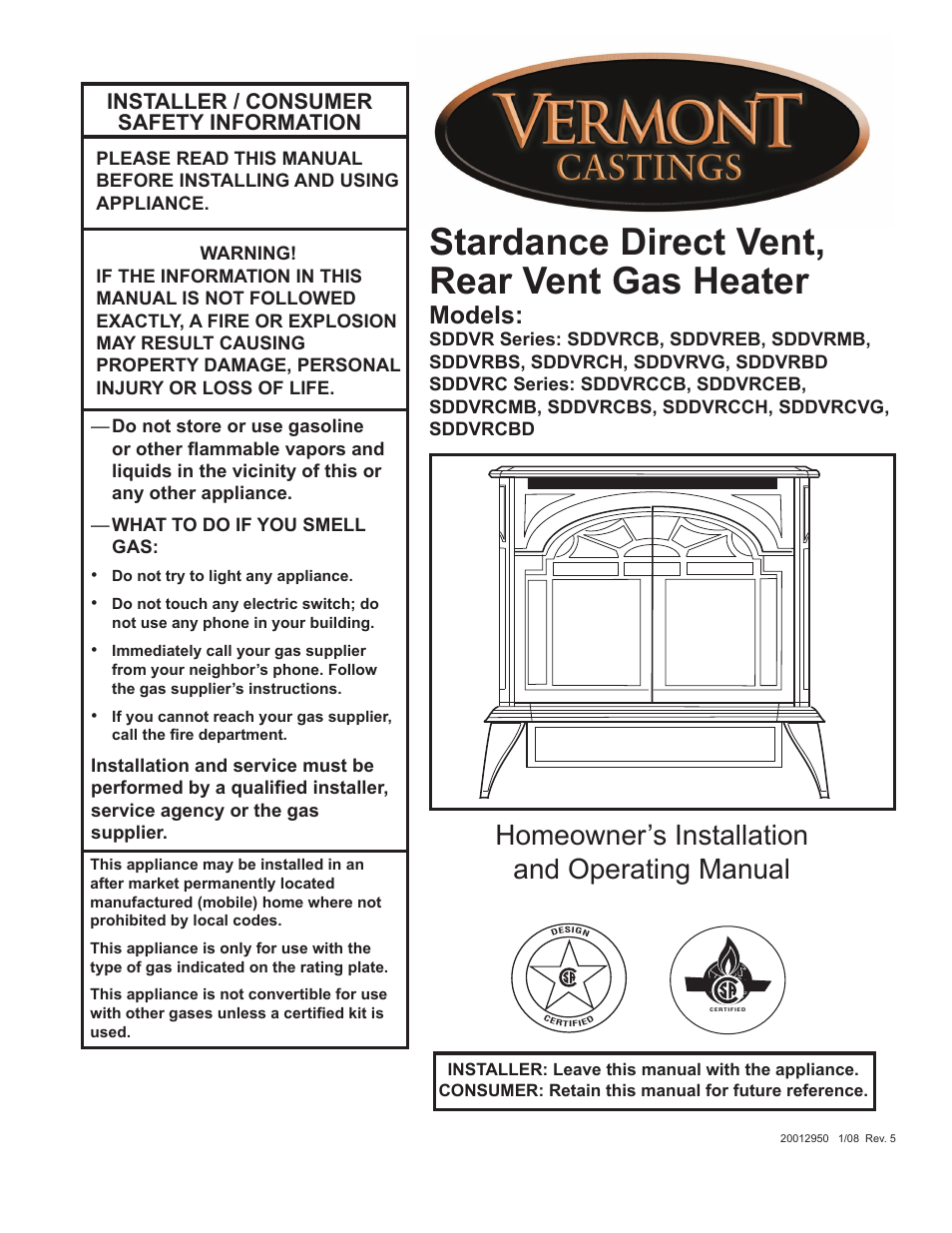 Vermont Casting SDDVRBS User Manual | 52 pages