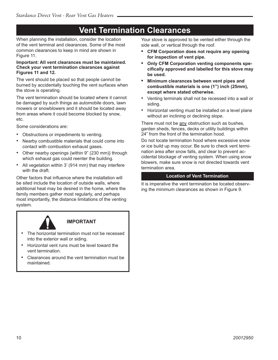 Vent termination clearances | Vermont Casting SDDVRBS User Manual | Page 10 / 52