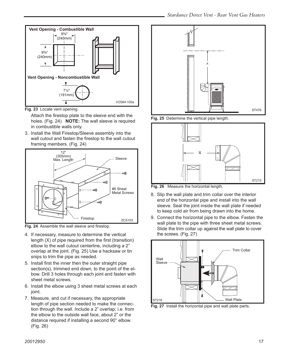 Stardance direct vent - rear vent gas heaters | Vermont Casting SDDVRBS User Manual | Page 17 / 52