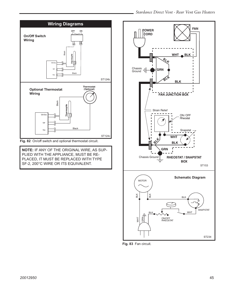 Stardance direct vent - rear vent gas heaters, Wiring diagrams | Vermont Casting SDDVRBS User Manual | Page 45 / 52