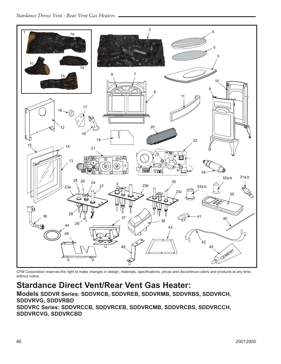 Stardance direct vent/rear vent gas heater, Models, Stardance direct vent - rear vent gas heaters | Vermont Casting SDDVRBS User Manual | Page 46 / 52