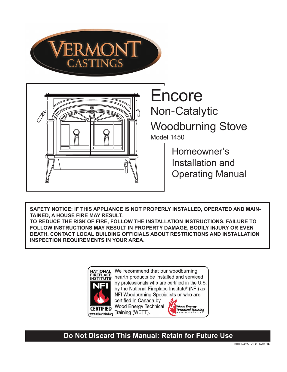 Vermont Casting Encore NC 1450 User Manual | 36 pages