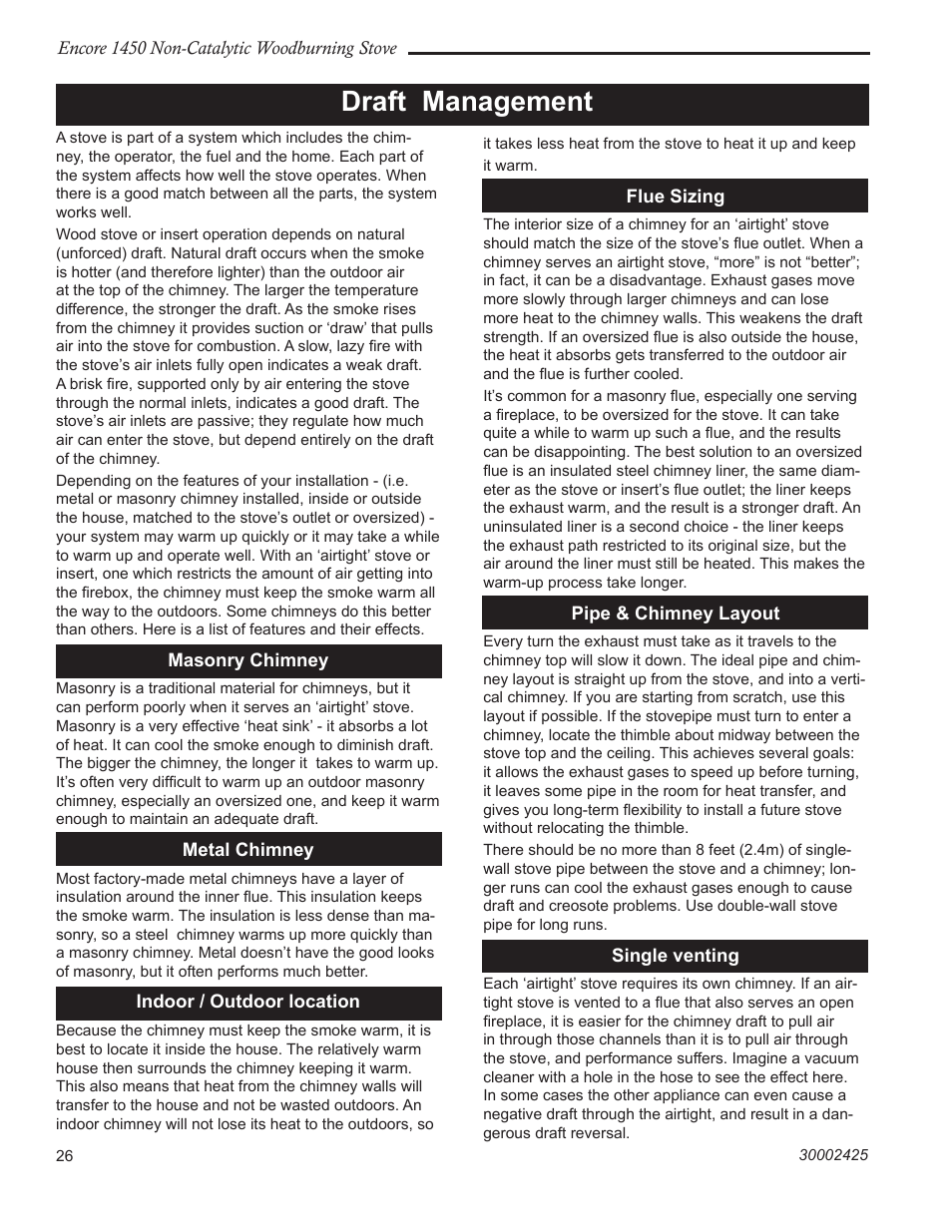 Draft management | Vermont Casting Encore NC 1450 User Manual | Page 26 / 36
