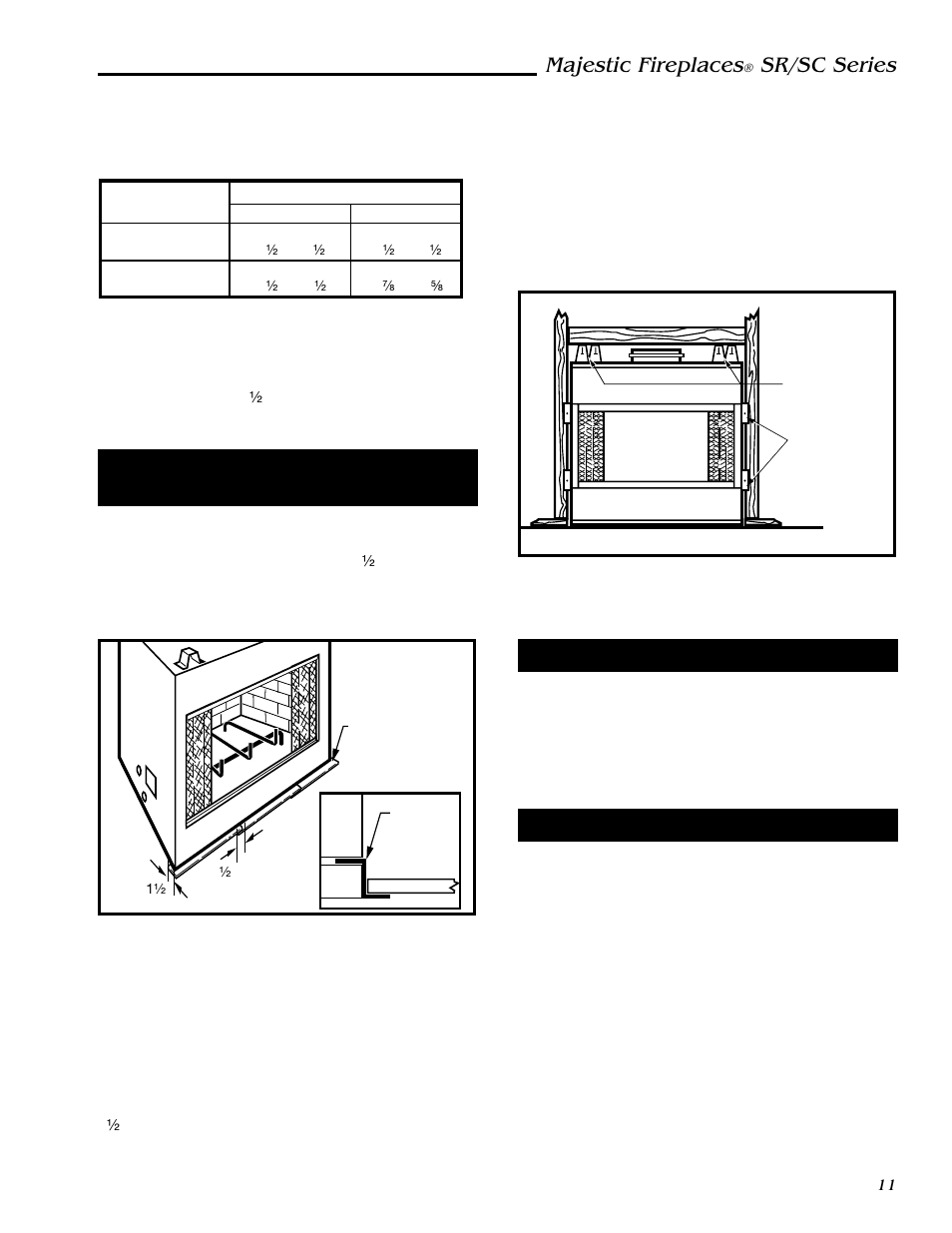 Majestic fireplaces, Sr/sc series, Installing outside air kit | Installing the chimney system, Positioning, safety strips, securing the fireplace | Vermont Casting SC36 User Manual | Page 11 / 24