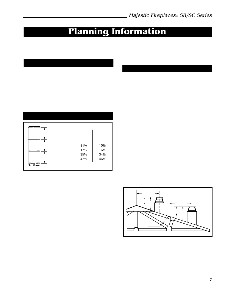 Planning information, Majestic fireplaces, Sr/sc series | Mounting the fireplace, Planning the chimney run, The ten foot rule | Vermont Casting SC36 User Manual | Page 7 / 24