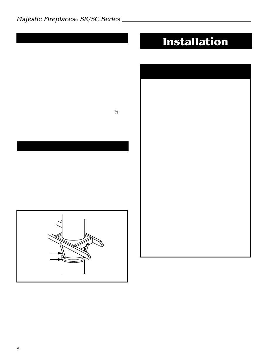 Installation, Majestic fireplaces, Sr/sc series | Vermont Casting SC36 User Manual | Page 8 / 24