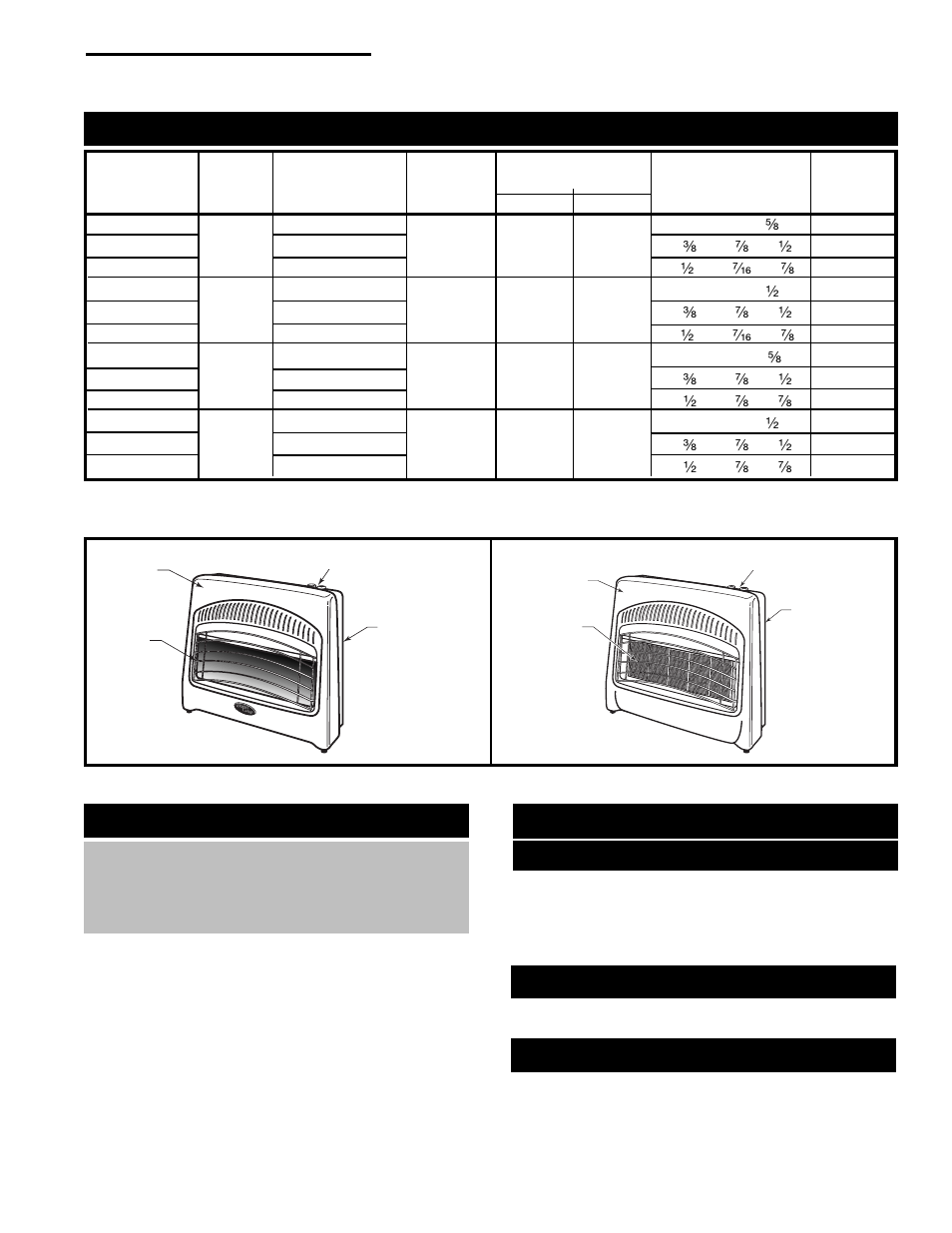 Vcbvtn, vcbvtp, vcpvtn and vcpvtp specifications, Vermont castings vcbvtn/tp & vcpvtn/tp room heater | Vermont Casting VCBV30TP - 30 User Manual | Page 3 / 16