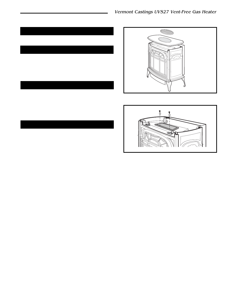 Vermont castings uvs27 vent-free gas heater | Vermont Casting 3033 User Manual | Page 21 / 26