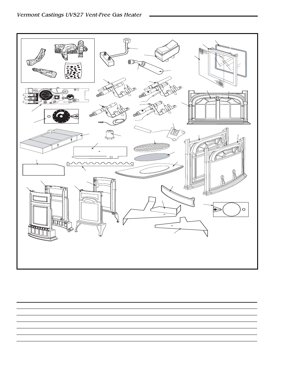 Uvs27r, uvs27m vent free gas heaters, Vermont castings uvs27 vent-free gas heater | Vermont Casting 3033 User Manual | Page 22 / 26