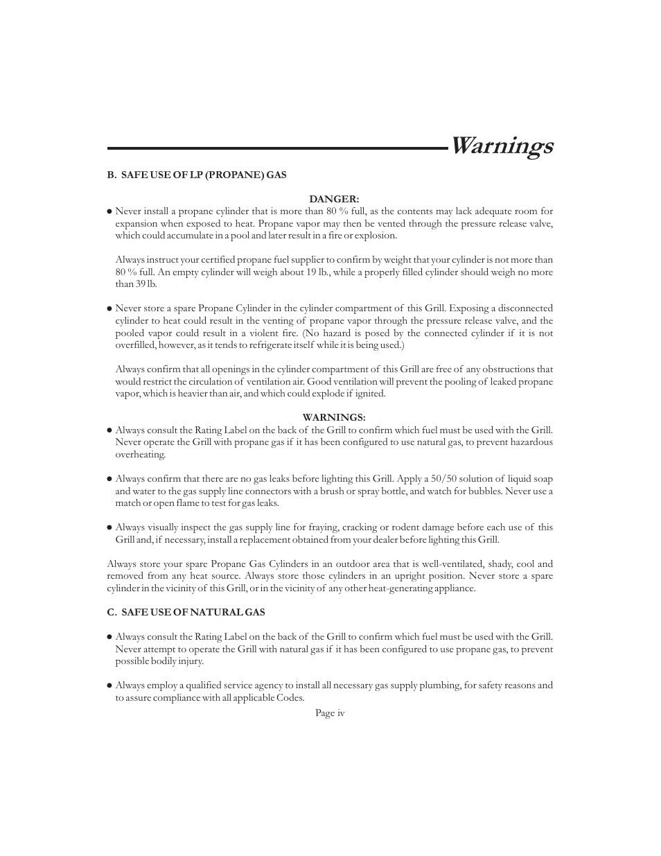 Warnings | Vermont Casting VCS5016 User Manual | Page 5 / 30