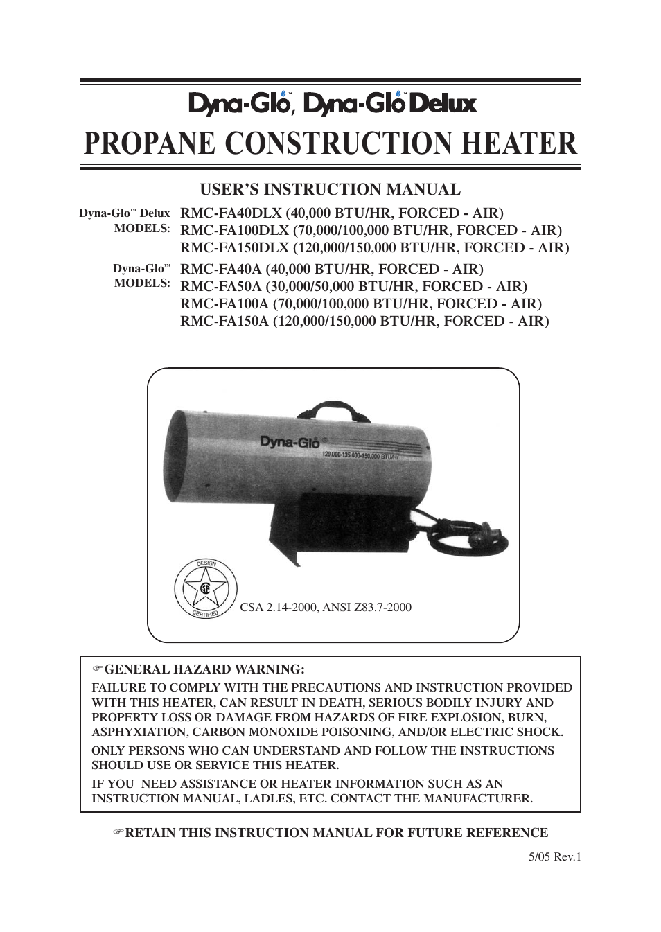 Vermont Casting ANSI Z83.7-2000 User Manual | 14 pages