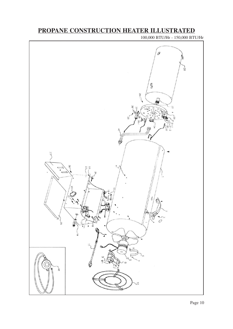 Propane construction heater illustrated | Vermont Casting ANSI Z83.7-2000 User Manual | Page 11 / 14